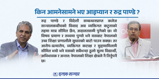 विदेशी सम्बन्धनप्राप्त कलेज सञ्चालक र रुद्र पाण्डेबिच आरोपप्रत्यारोप, अन्योलमा विद्यार्थी